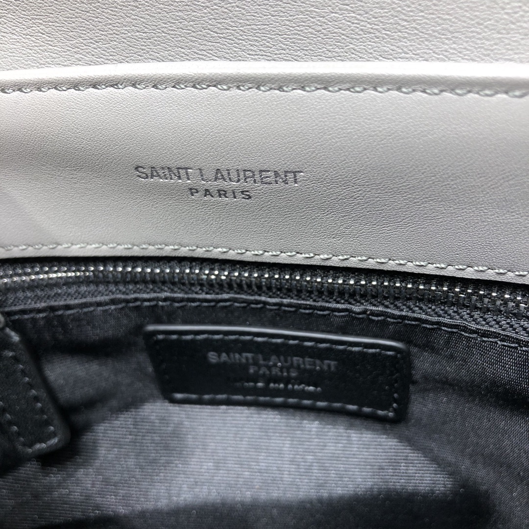 Saint Laurent Loulou Toy Quilted Calfskin Shoulder Bag Handbag White 678401 Silver